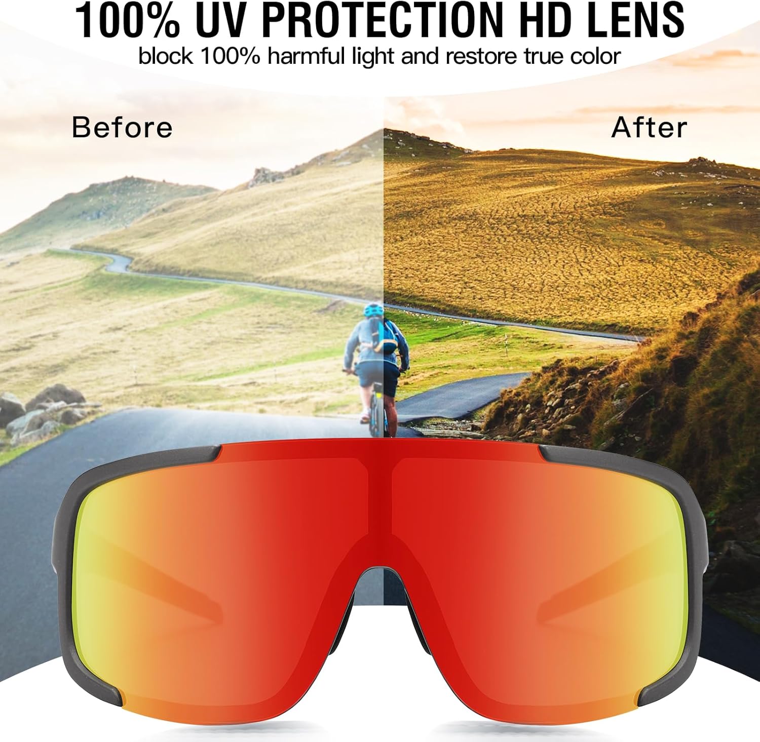 DUCO Cycling Sunglasses for Men UV400 Protection Sports Driving Fishing Mountain Bike Shades DC0025