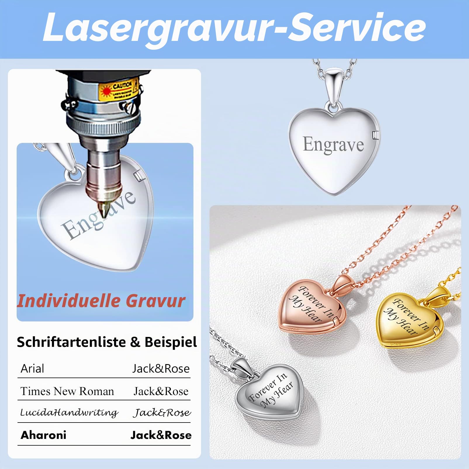 Silvora Individueller Foto Anhänger Halskette Bild Anhänger zum Öffnen mit Medallion aus S925 Silber in Herzform/Herzförmiger Lebensbaum/Keltischer Knoten in Weißgold/Gold/Rosegold mit 41/46/56cm+5cm Kette