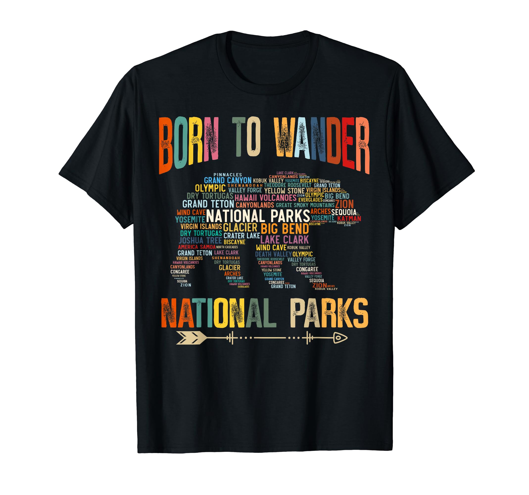 National Parks USA - Bear - Born To Wander National Parks T-Shirt