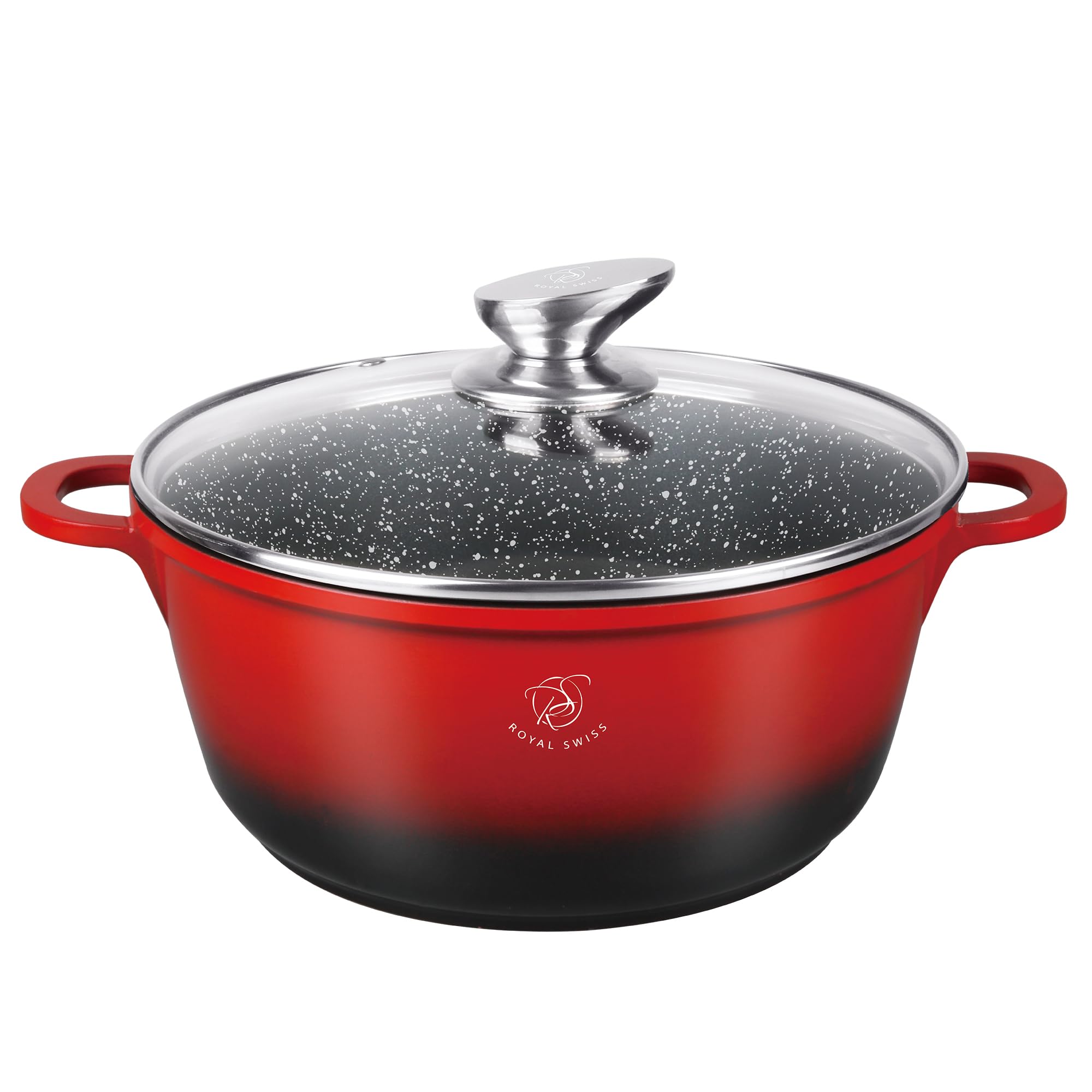 Royal Swiss Faitout 28 cm, couscoussier, revêtement marbre, 6 L