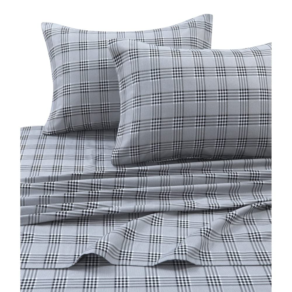 Tribeca Living 100% Cotton Flannel Sheet Set - Deep Pocket, 170-GSM, Ultra Soft & Cozy Bedding for Winter, Cal King, Savannah Plaid