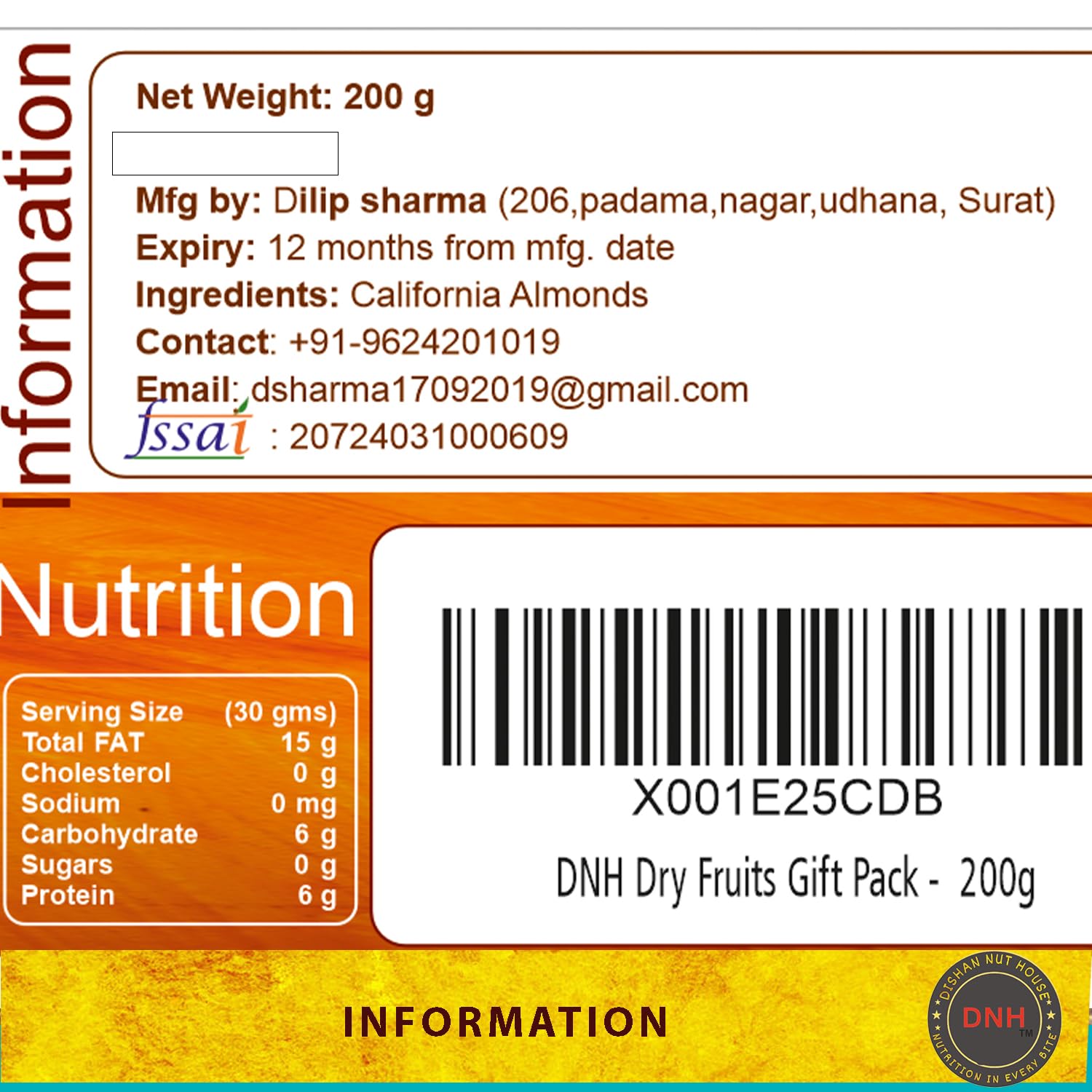 DISHAN NUT HOUSE Premium California Almonds | Natural Whole Almonds | Dryfruit Badam Nuts (200 gram) (Pack of 3) 3