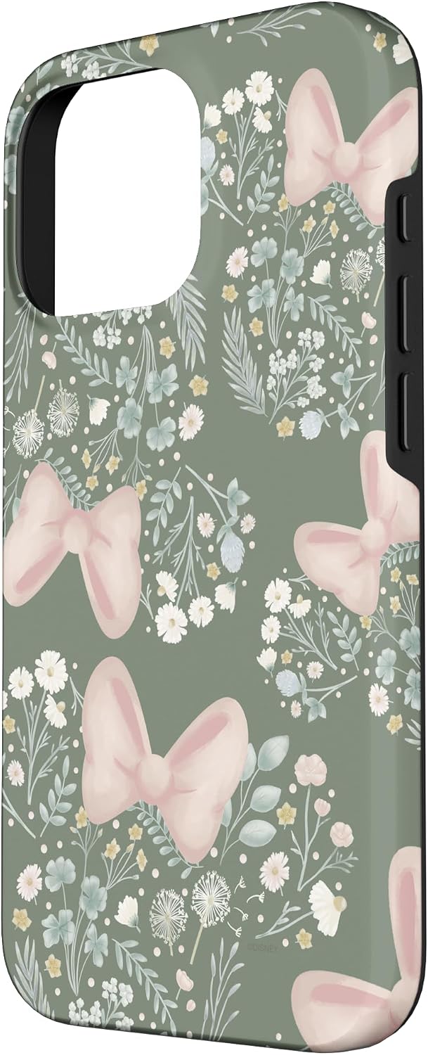 Disney Minnie Mouse Icon Spring Flowers Sage Green Case for iPhone 16 Pro