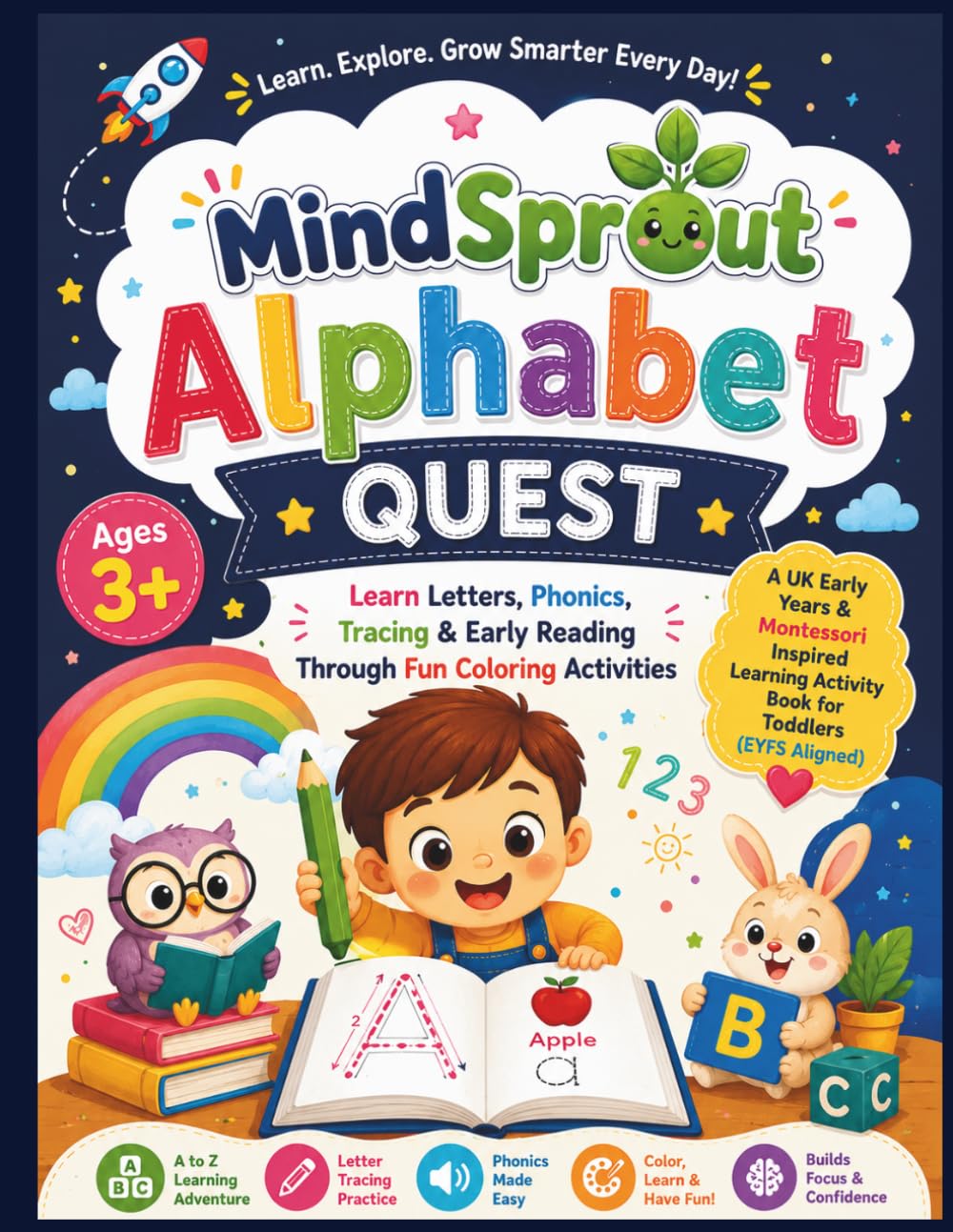MindSprout Alphabet Quest: Learn Letters, Phonics, Tracing & Early Reading Through Fun Coloring Activities