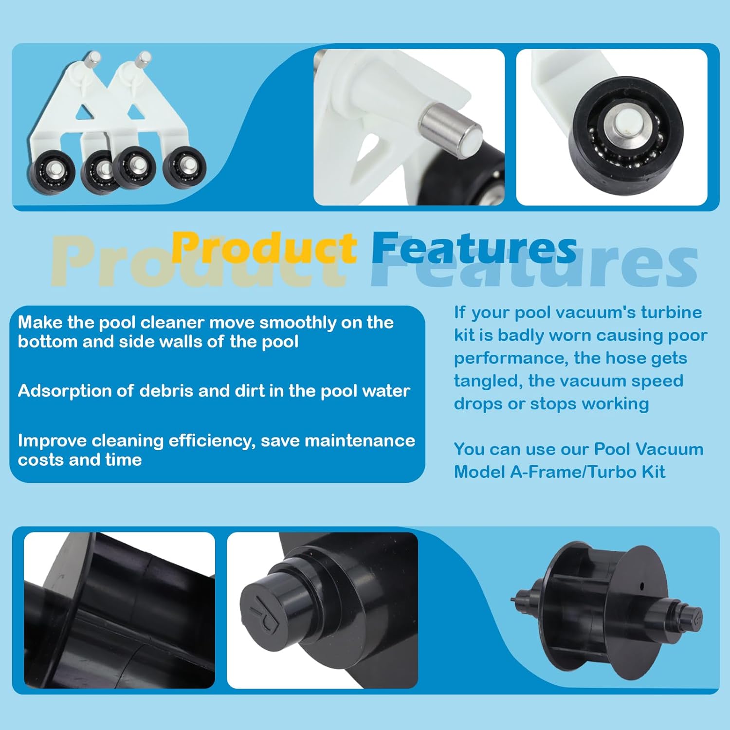 Kefly AXV621DAT Universal Pool Cleaner A-Frame/Turbine Kit Compatible with Hayward Aquabug Navigator Aquadroid Diver Dave Wanda The Whale Pool Vac Vacuum Parts