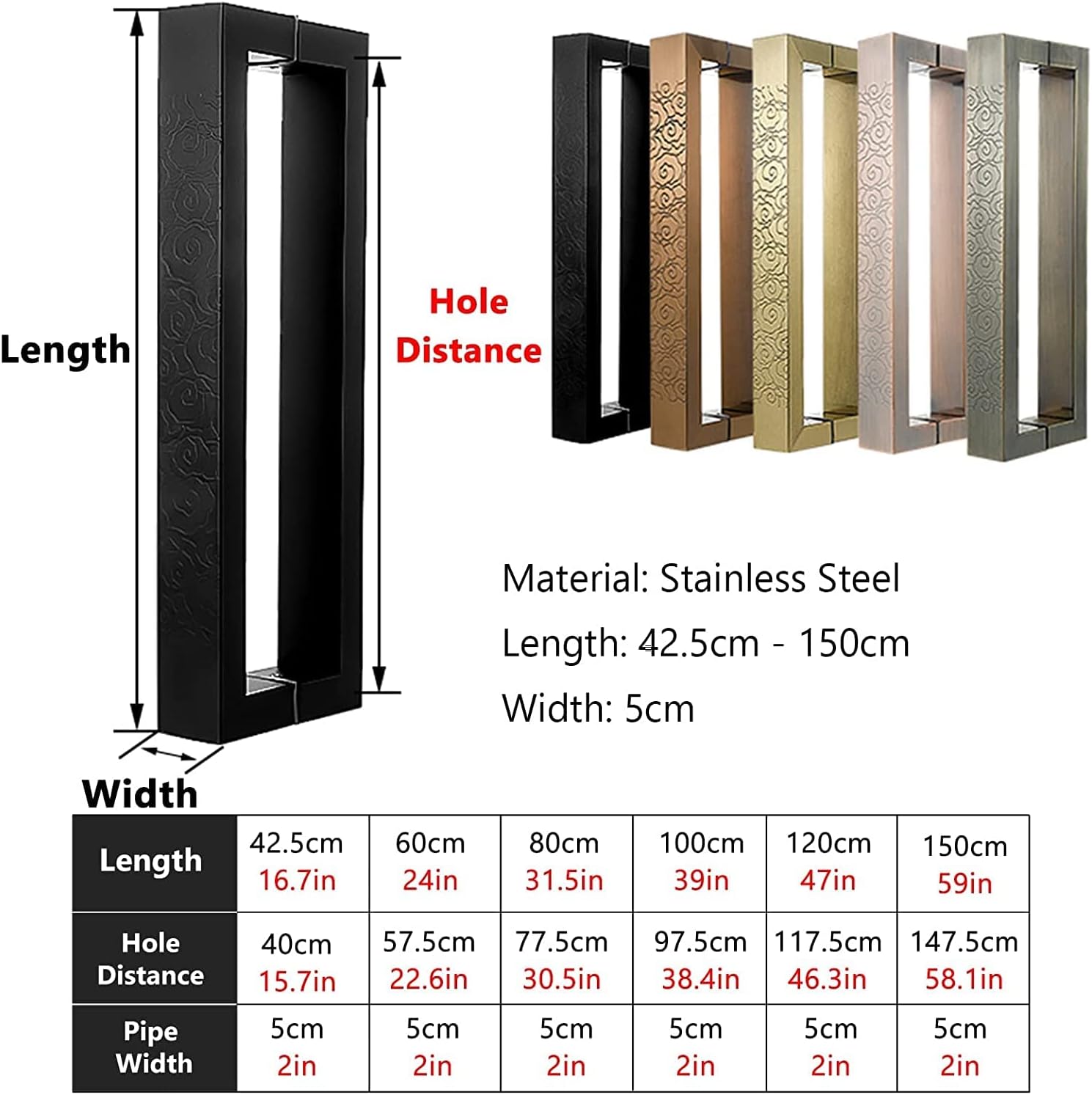 Cabinet Door Handles,Cabinet Pulls,Door Pull,Entry Door Pull Bar Handle Matte Black 17 24 40 47 60 Inch Push Pull Door Handle ic Barn Door Pulls Grab Rod Stainless Steel Square(Length 80cm(31.5inch))