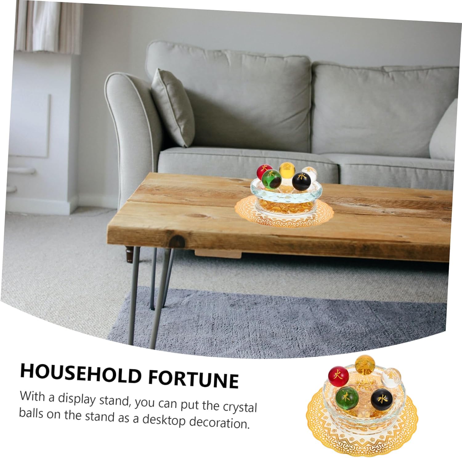 ABOOFAN Five-Element Decoration Glass Craft Ball Ornament Base Home Fortune Decor Feng Shui Decor Home