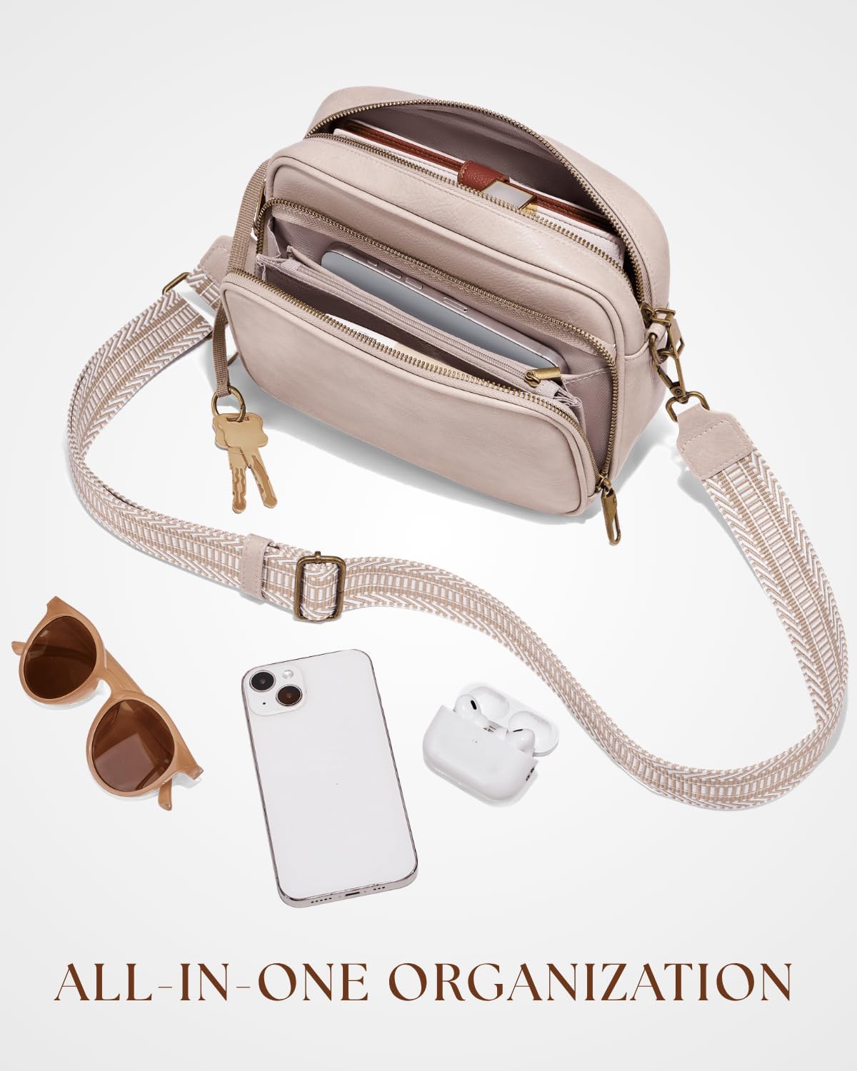 Crossbody Bags with Built-in Wallet, Anti-Theft Travel Purse with Card Slots, Trendy Vegan Shoulder Bag for Women Men - Image 8