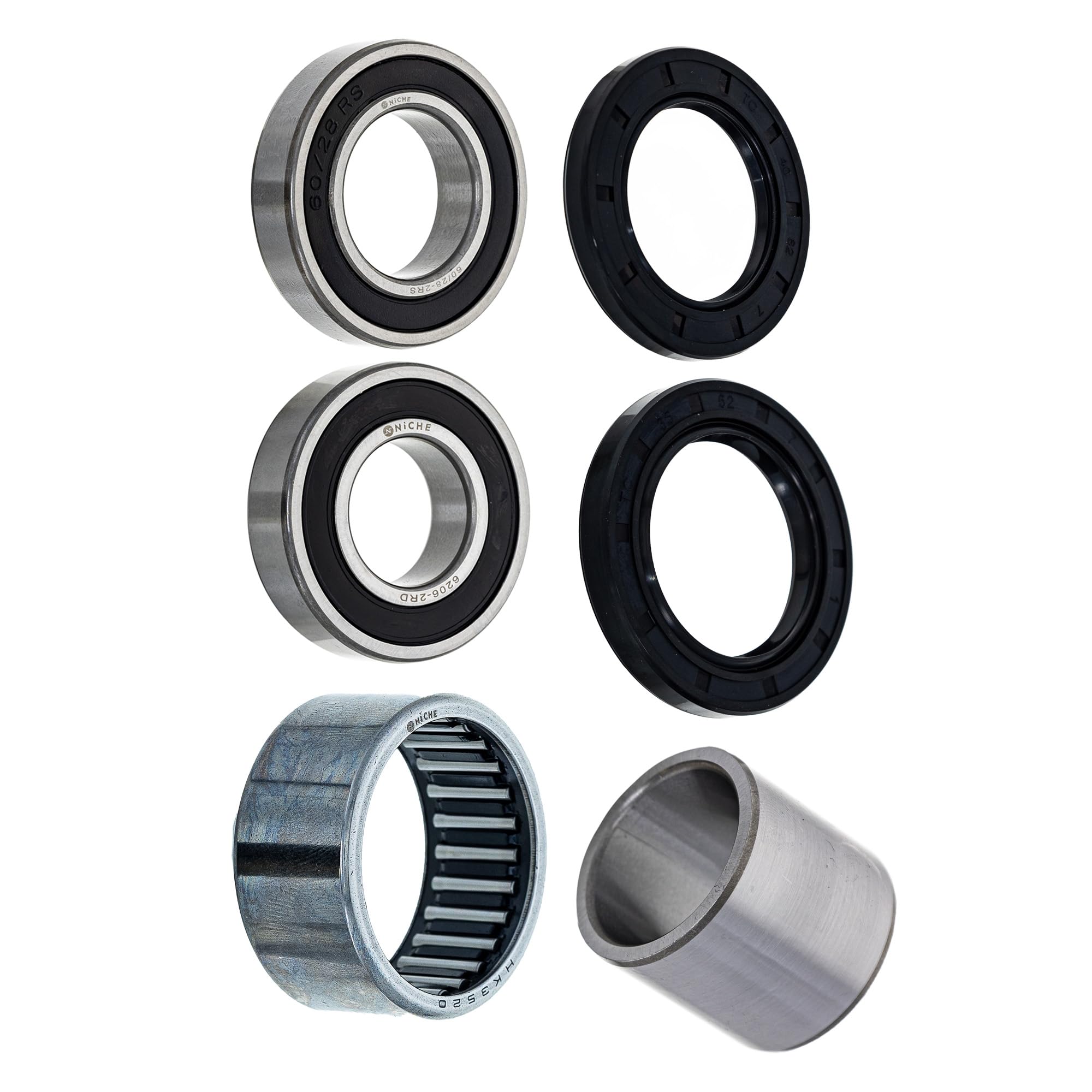 NICHE Wheel Bearing Shaft Seal Kit for Yamaha YZF-R1 YZF-R6 28-2RS 60-2RS 6206-2RDQE6