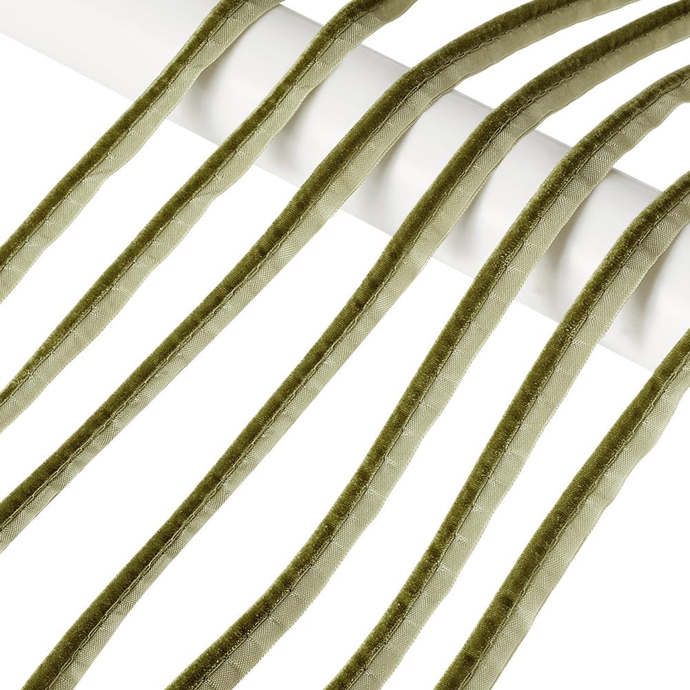 AHANDMAKER 10 Yards Piping Bias Tape, 1/2 Inch Piping Trim with Welting Cord Polyester Lip Cord Trim for Sewing Garment Clothing Upholstery Accessories DIY Crafting, Olive Drab