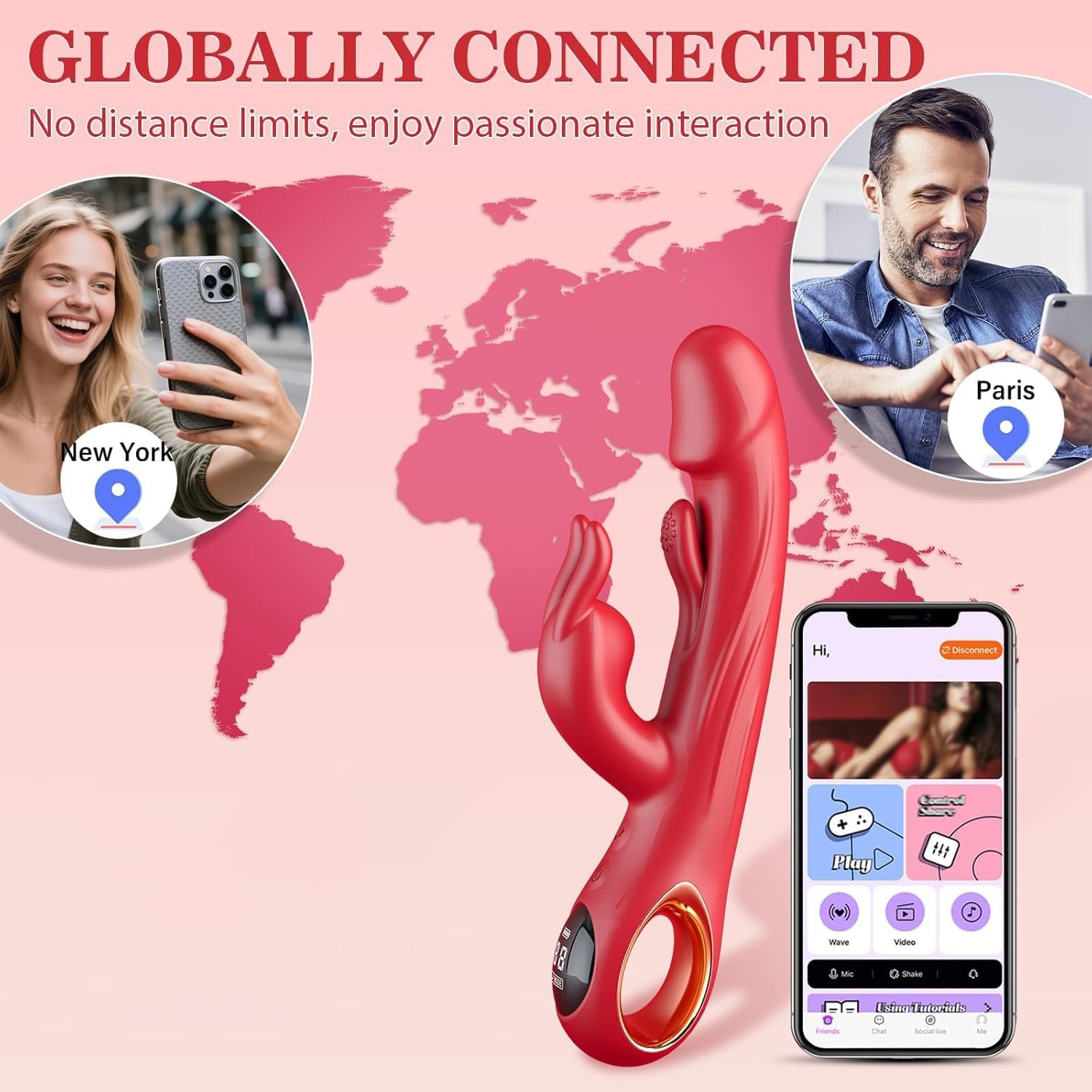 2025 New Adult Toy for Women Realistic Silicone Wand Thrusting Stimulation with Strong Suction Cup for Hands-Free Play Electric Adult Tools for Women Waterproof Pleasure MFG81 (Red)