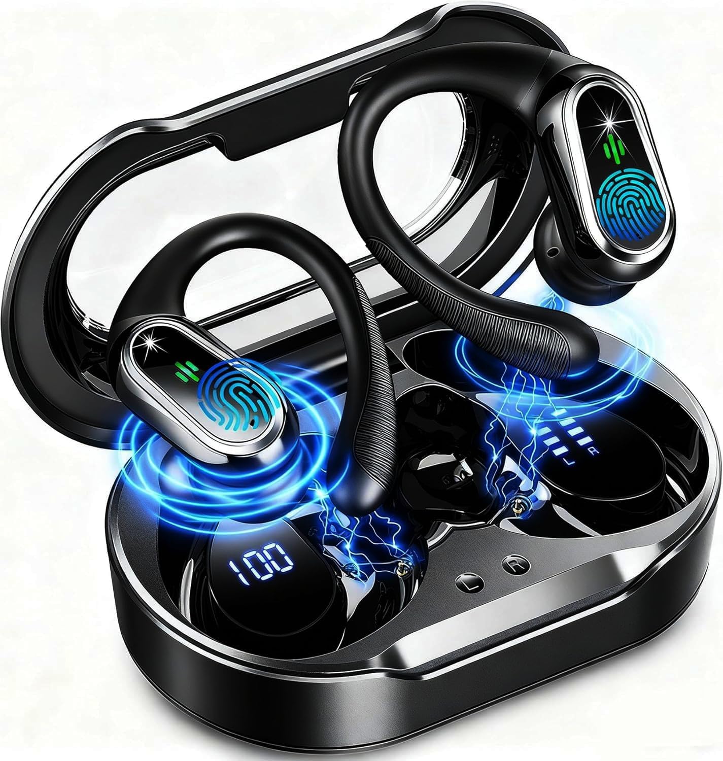 Rolosar Bluetooth Kopfhörer, 2026 Kopfhörer Kabellos Bluetooth 5.4 Sport tiefer Bass, 50 std Spielzeit In Ear Kopfhörer mit 4 ENC Noise Cancelling Mic, IP7 Wasserdicht Ohrhörer LED-Anzeige