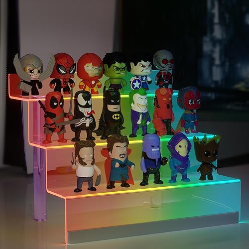 Miniatura 4 de Organizador de exhibición de acrílico con luz LED, soporte de perfume de 3 niveles y estante de exhibición, organizador de colonia para hombres,