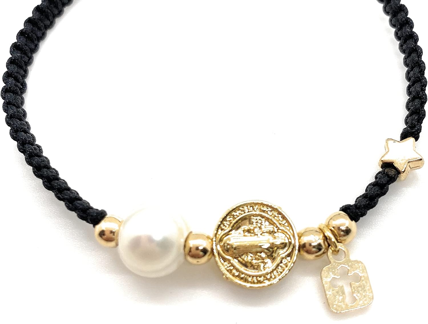 Protective St Benedict Medal Holy Charms Black String Adjustable Bracelet for Women - Image 4