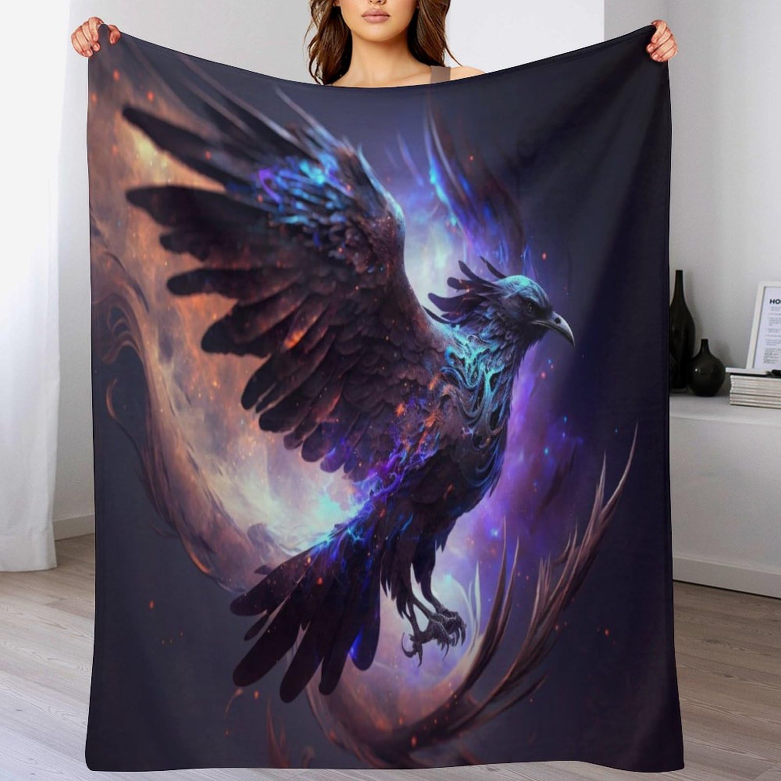 Couverture polaire corbeau en flanelle douce et chaude 140x180 cm pour toutes saisons