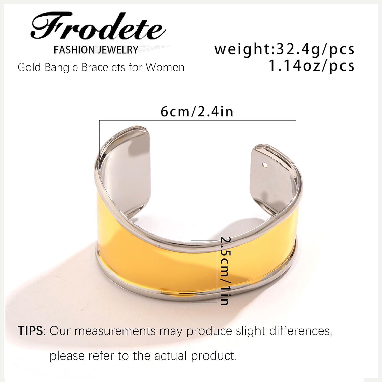 Frodete Gold Bangle Bracelets for Women Chunky Gold Bracelet Gold Cuff Bracelet Wide Gold Bangle Bracelet Hammered Open Wrist Cuff Bracelet Trendy Gold Jewelry - Image 6