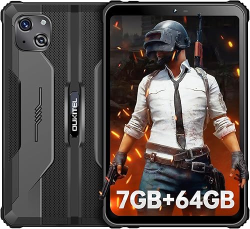 OUKITEL RT3 - Tableta Android 12 resistente al agua 8 pulgadas Octa Core 7 GB64 GB 1 TB expandible batería de 5150 mAh cámara de 168 MP tabletas
