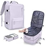 WONHOX Vacuum Seal Backpack for Travel with Air Pump Compression Vacpack Personal Item Carry on Flight Approved Daypack Laptop Space Saver Bags Storage with Vacuum System Travel Bag Women Men Purple