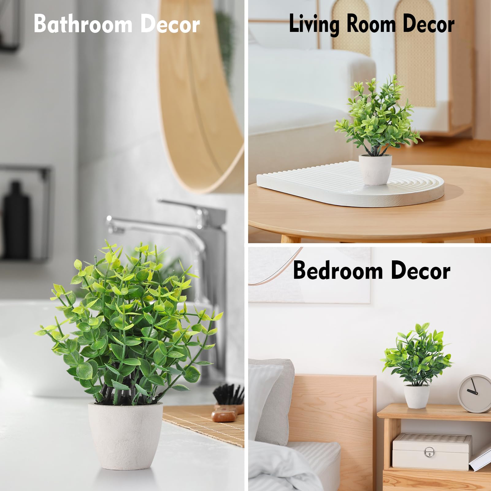 FAVOWREATH Paquete de 4 Plantas Falsas de cerámica, Mini Plantas Artificiales en Maceta para decoración del hogar, Oficina, decoración de habitación, decoración de Granja, decoración de Mesa de