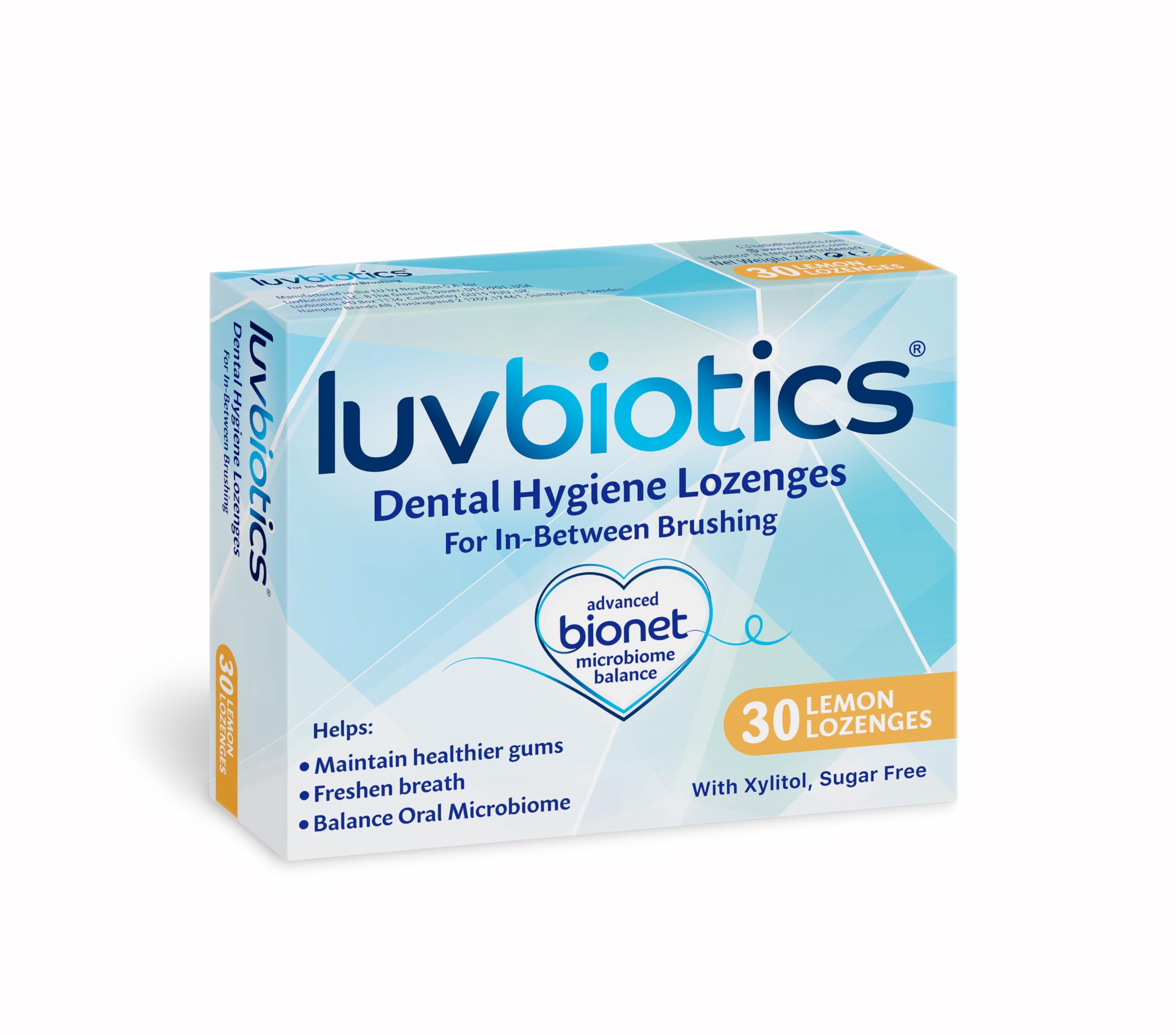 Luv BioticsLuv Biotics Sugar Free Lemon Lozenges with Probiotics, Xylitol & Aloe Vera - 30 lozenges