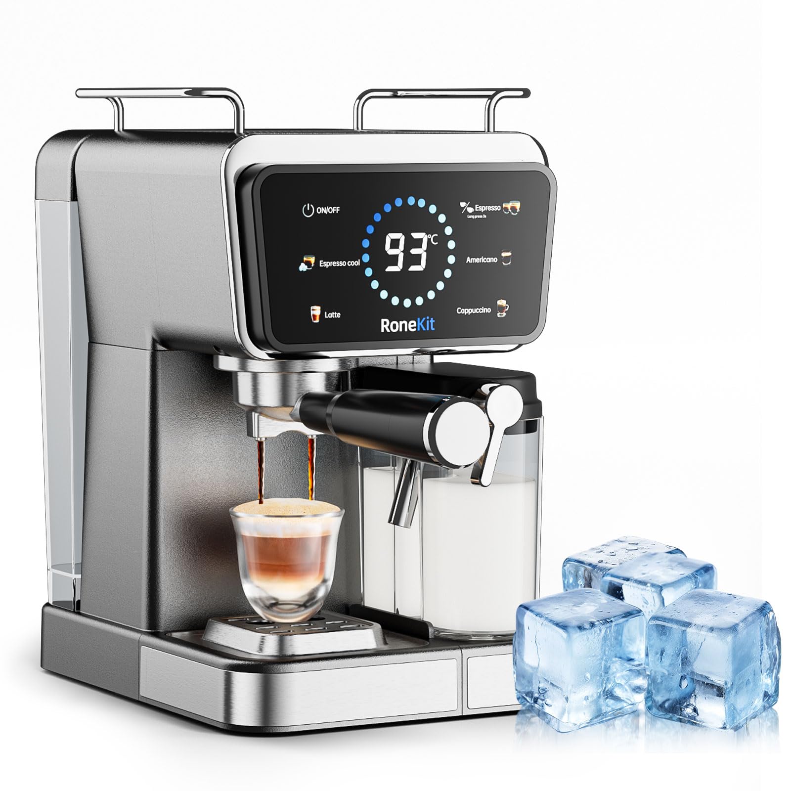 Espresso Machine with Automatic Milk Tank Espresso Cool Cappuccino Machine 20Bar Espresso Coffee Machines Touch Screen with Timer