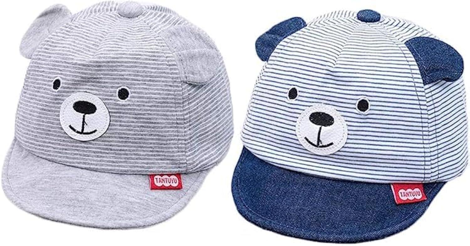 2 Pack Sun Hat for Baby Boy Girl, Soft Cotton Hat for Baby Toddler, Cotton Floppy Sun Hat Breathable 50+ UPF Sun Protection, Kids Baseball Caps for Little Boy Girl Spring Summer Sun Hat