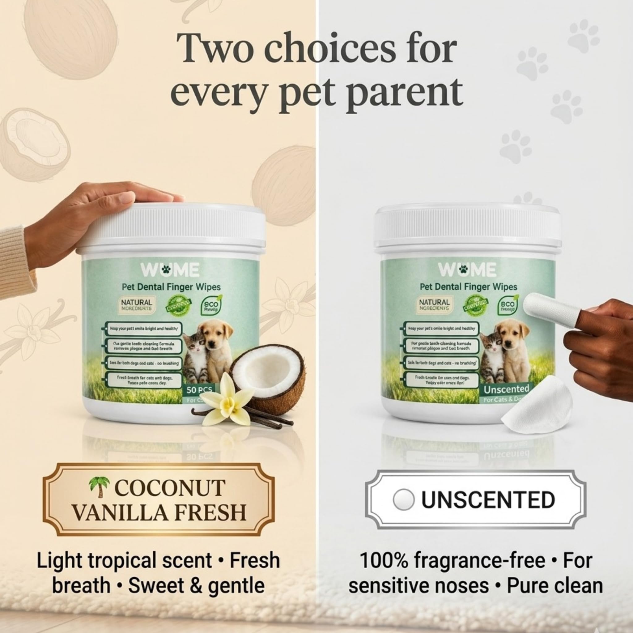 WUME Pet Dental Finger Wipes for Dogs & Cats – Vet-Inspired Teeth Cleaning Wipes that Fight Bad Breath. Dog Dental Wipes & Toothbrush Alternative. Gentle, Alcohol-Free, Disposable, 50 Counts - image 7