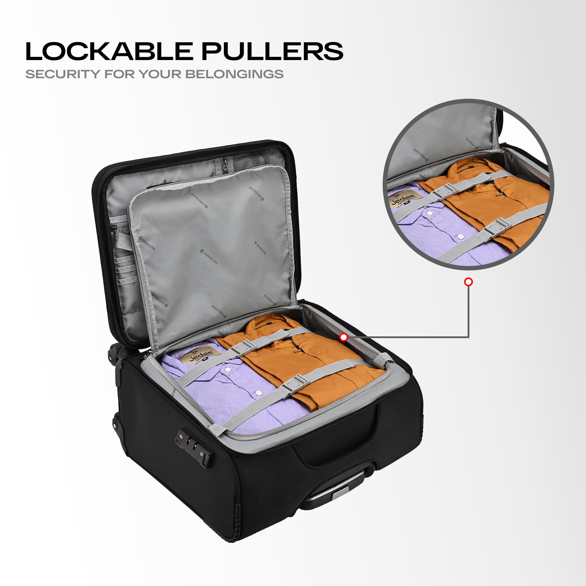 HARISSONS Columbus Cabin Trolley | 41L | Premium EVA Fused Polyester + Vegan Leather | Dual Compartment | TSA Lock & USB Charging | Business Travel Luggage 3