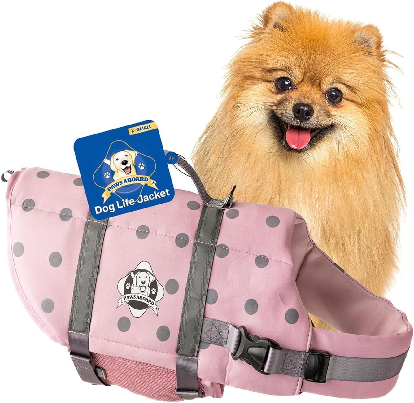 Gilet de sauvetage pour chien - Gilet de sauvetage pour chien réglable réfléchissant confortable - Plusieurs motifs - XXS à XL - Gilet de sauvetage pour chien avec poignée - Rose/argenté