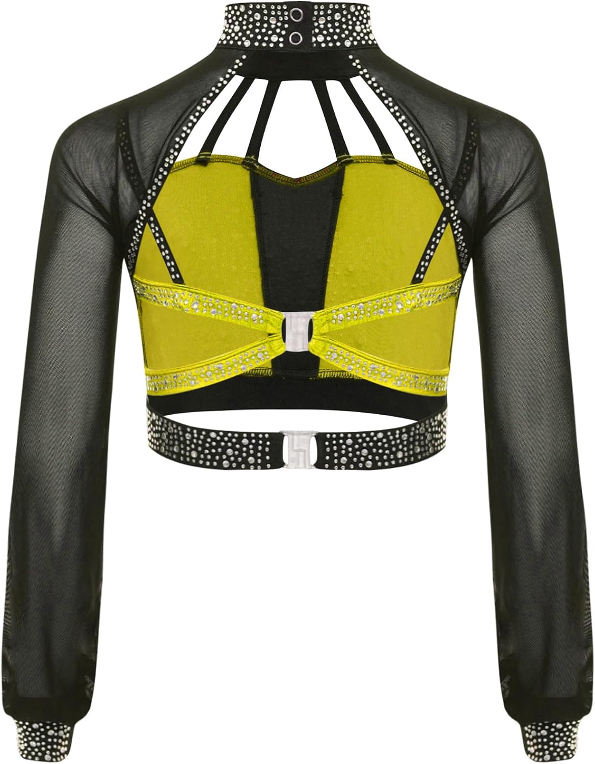Kids Girls Athletic 2 Piece Dance Outfit Rhinestone Crop Top with Leggings Gymnastics Yoga Workout Set