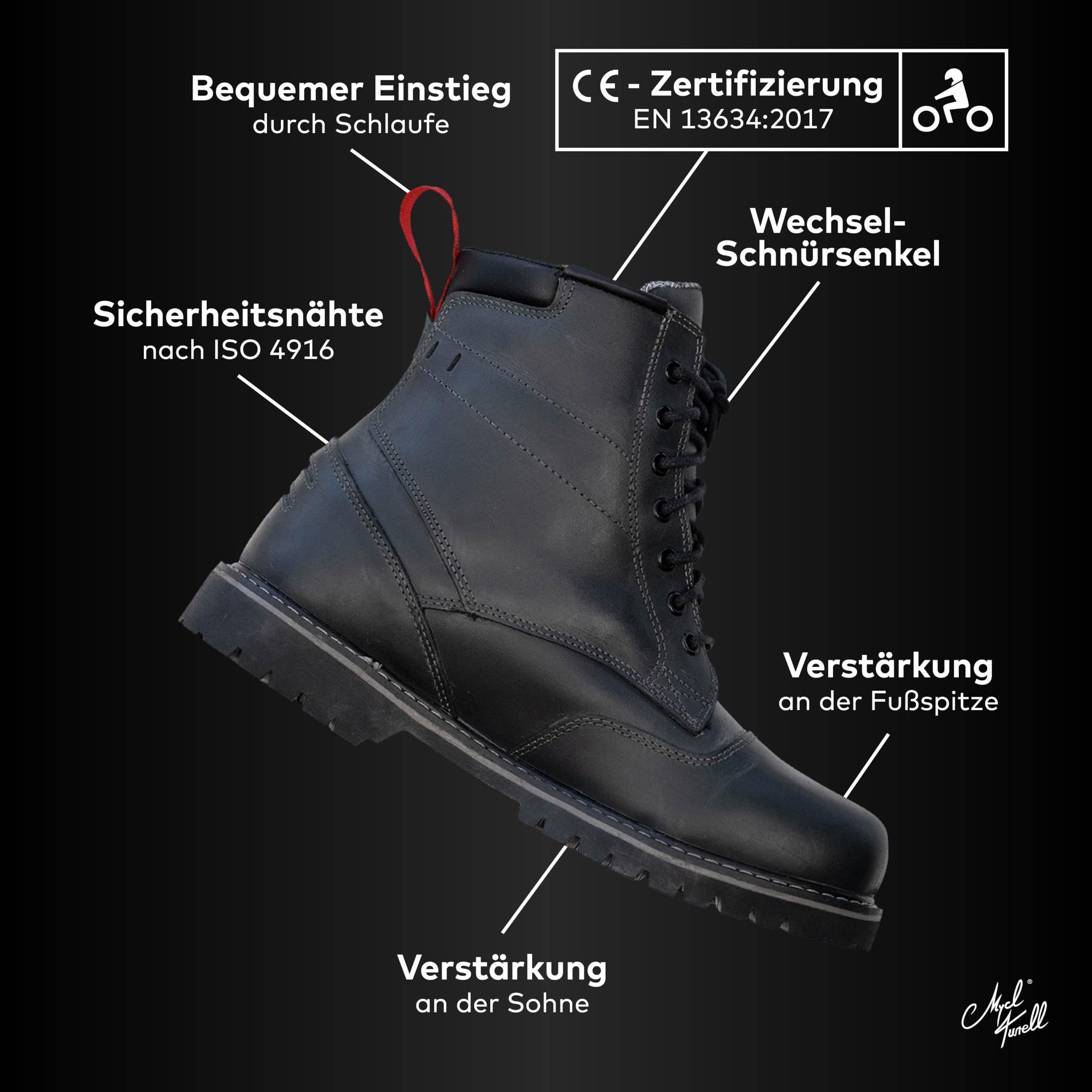 Agent Grey Motorradstiefel für Herren - Atmungsaktive, Wasserdichte Boots mit Rutschfester Sohle für Überlegene Sicherheit