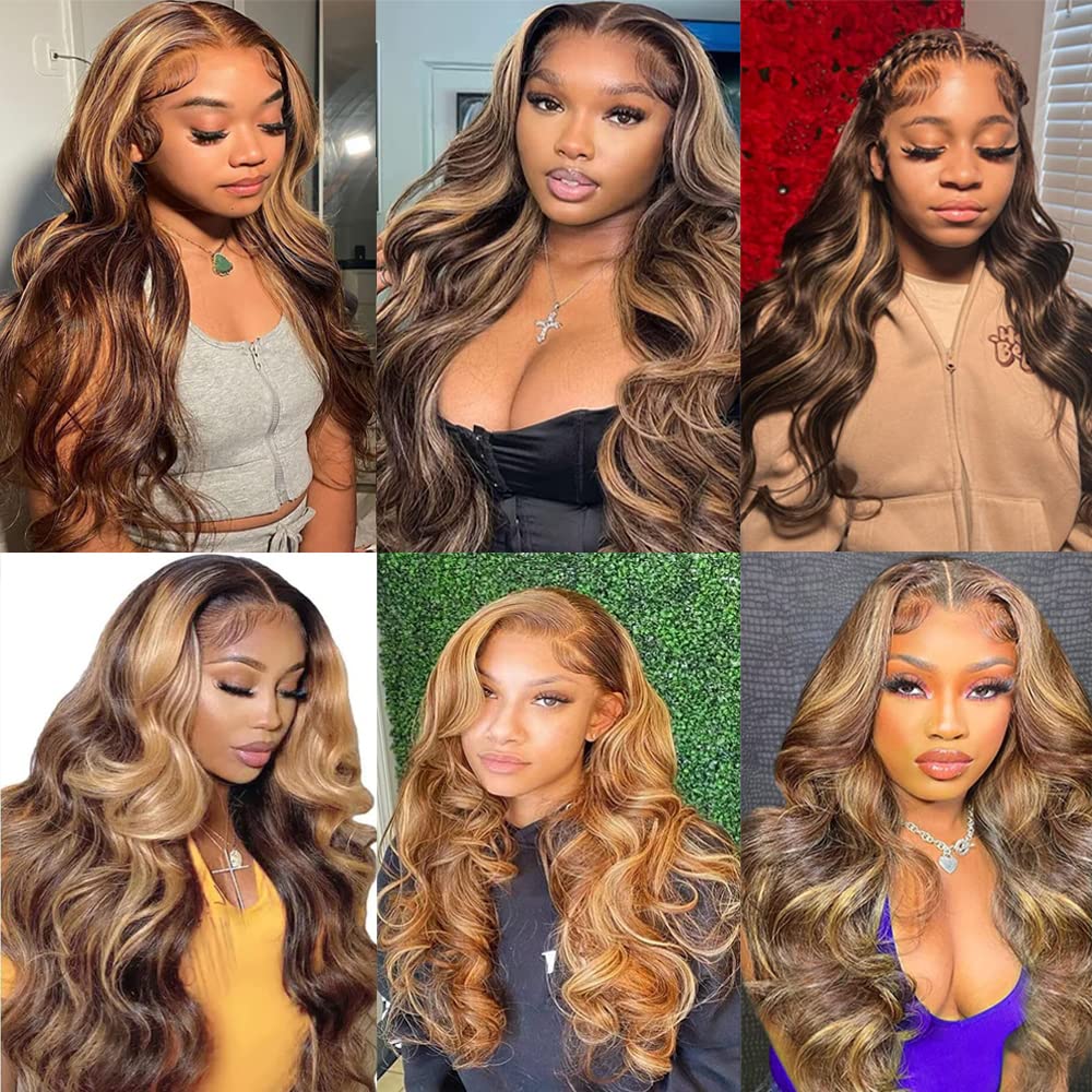 Amazon.com : Yllies Honey Blonde Highlight Ombre Middle Part  display picture 3