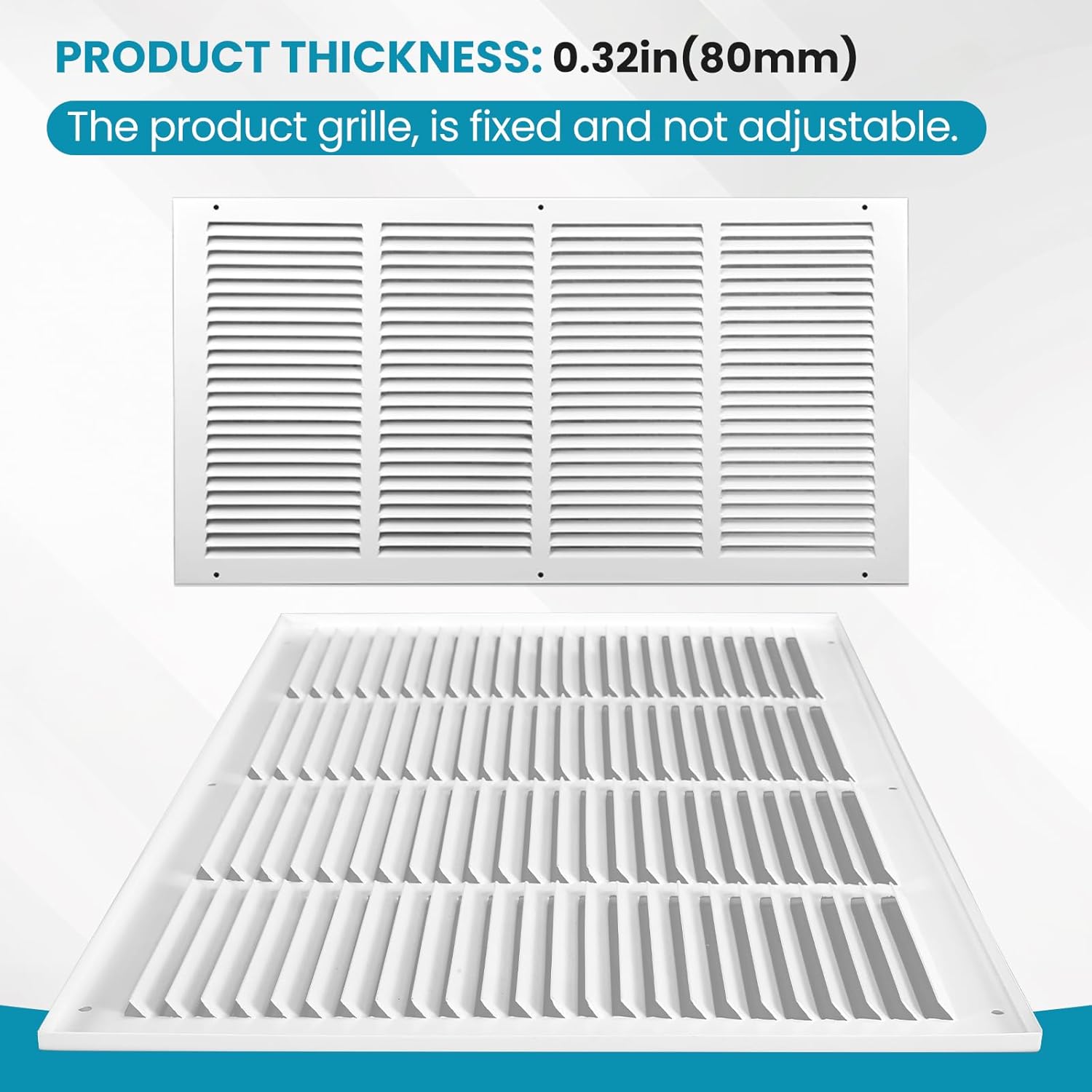 VOISEN Return Air Grille,Fits 24x12 Duct Opening,Steel Return Vent Cover, White Vent Cover Grill for Sidewall and Ceiling,HAVC Cold Air Return Vent Cover,Overall Size:25.8"W X 13.8"H