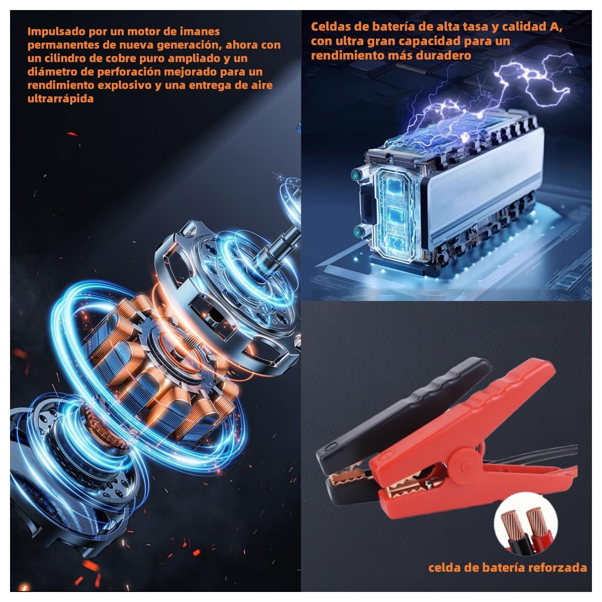 27000mAh Arrancador de Baterías de Coche con Compresor de Aire/18W Carga Rápida/Luz LED de 1600 lúmenes/160W DC out/Pantalla LCD/Carga rápida 3.0(All Gas o 12L Diesel) UTRAI 8000A Jump Starter