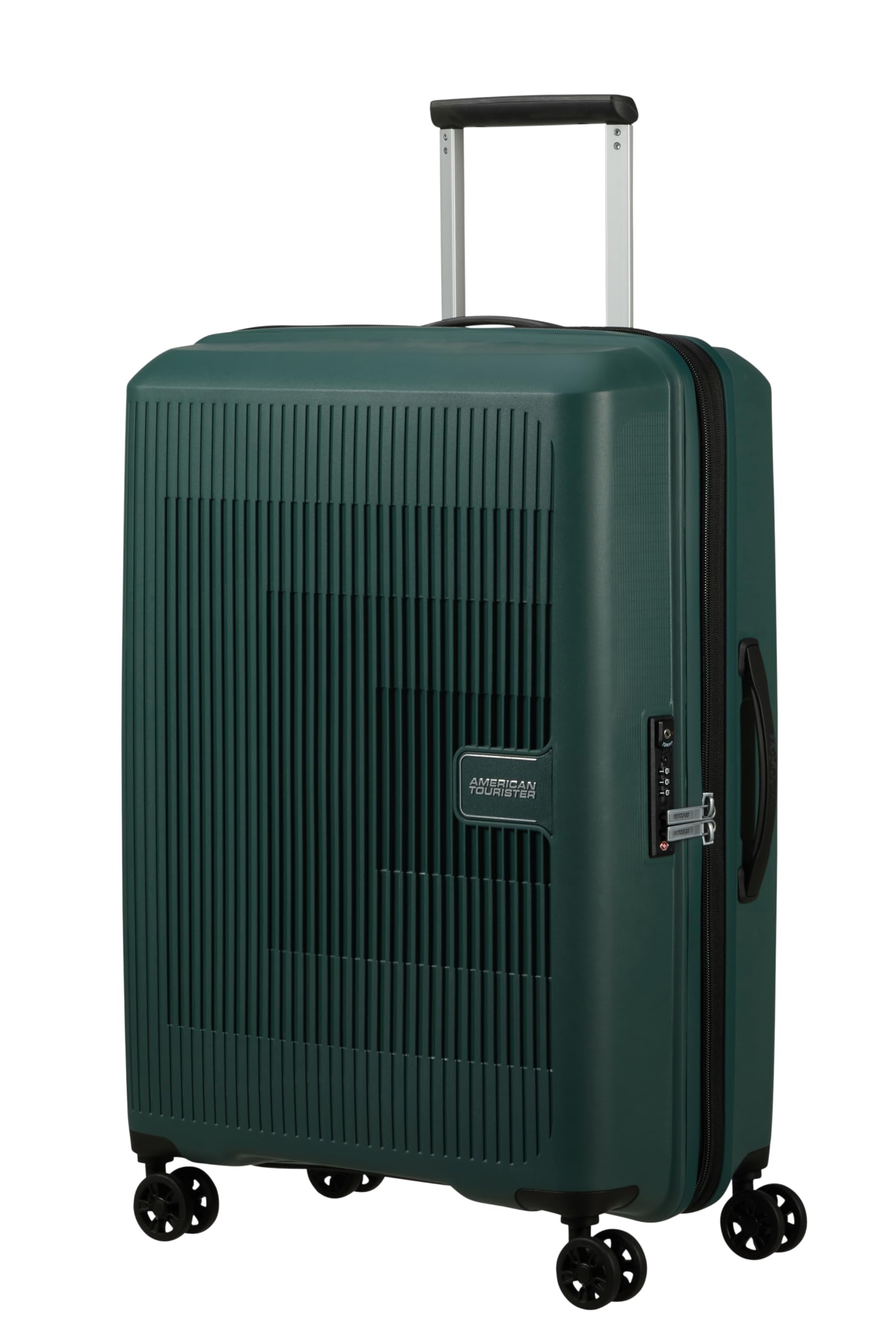 American Tourister Aerostep - Spinner M, Erweiterbarer Koffer, 67 cm, 66.5/72.5 L, Grün (Dark Forest)