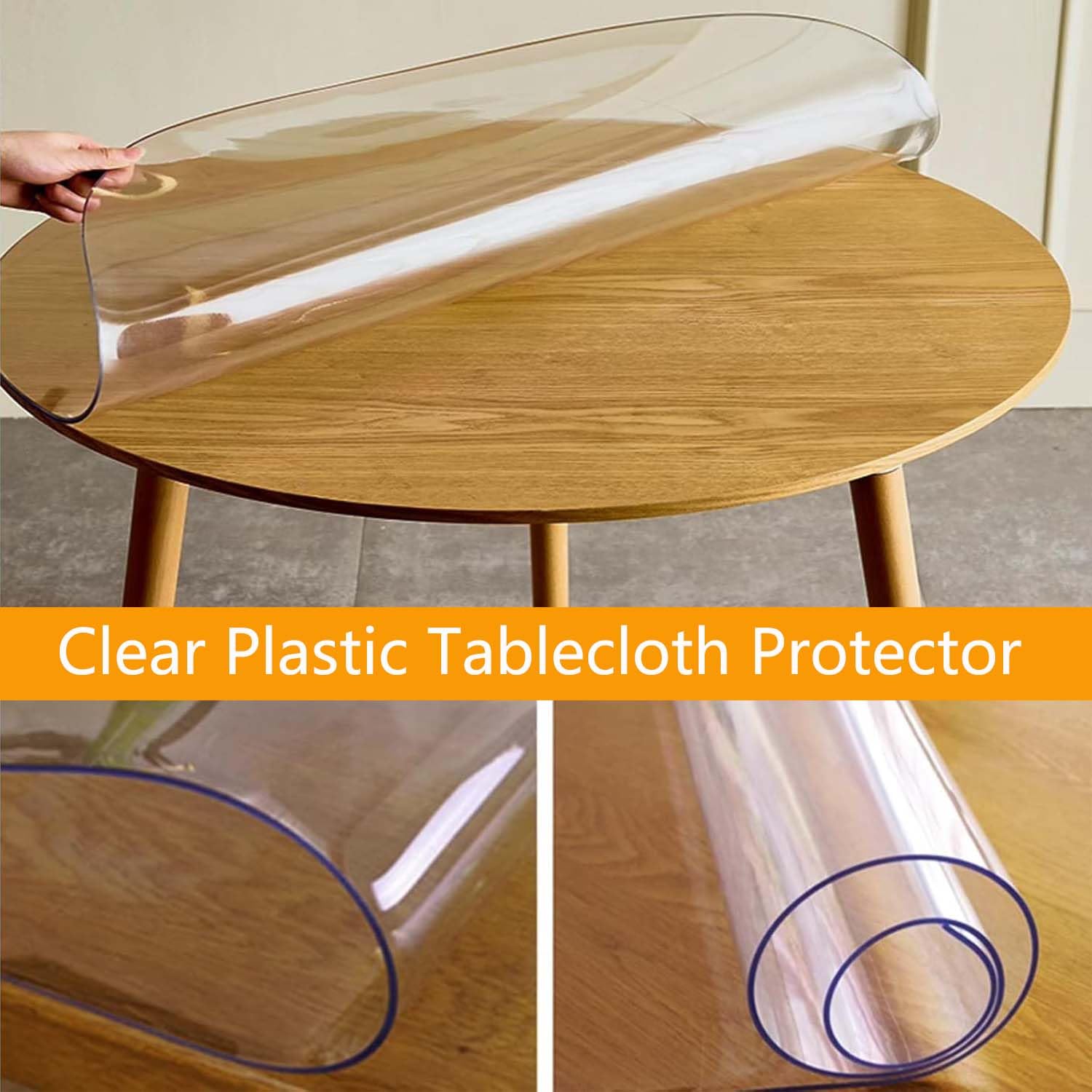 Mantel transparente redondo de PVC impermeable de 130 cm, protector de mesa para exteriores, papel de aluminio redondo para comedor, bar y eventos