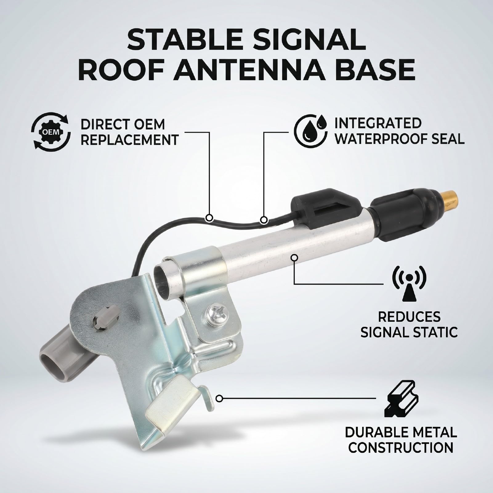 lyrlody Uchwyt Antenowy Metalowa Podstawa do Mocowania Anteny 86309-35140 z uszczelnioną konstrukcją odporną na Deszcz Stabilny Odbiór Sygnału Łatwa Instalacja w Celu Wymiany Anteny Pojazdu