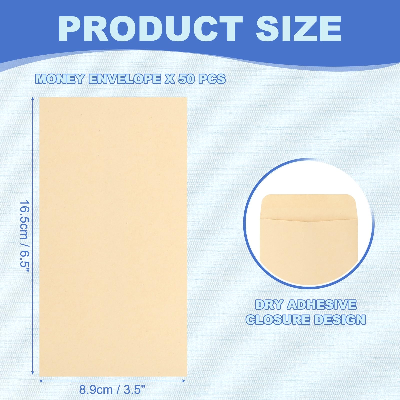 PATIKIL Koperta na pieniądze, 50 sztuk kopert na gotówkę 16,5 cm x 8,9 cm, torby na pieniądze, oszczędność budżetu, wyzwanie, list na prezent, monety, czeki, bilety, biżuteria, karta paszportowa