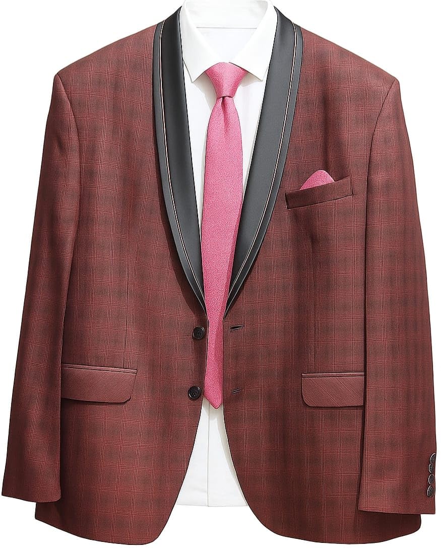 ifox lifestyle Plus/Big/Tall Size Men's Italian Fit Tuxedo,Maroon self Textured Check,2-Piece Suit, Perfect for Wedding,Party,Festivals,Merriage-picture-10