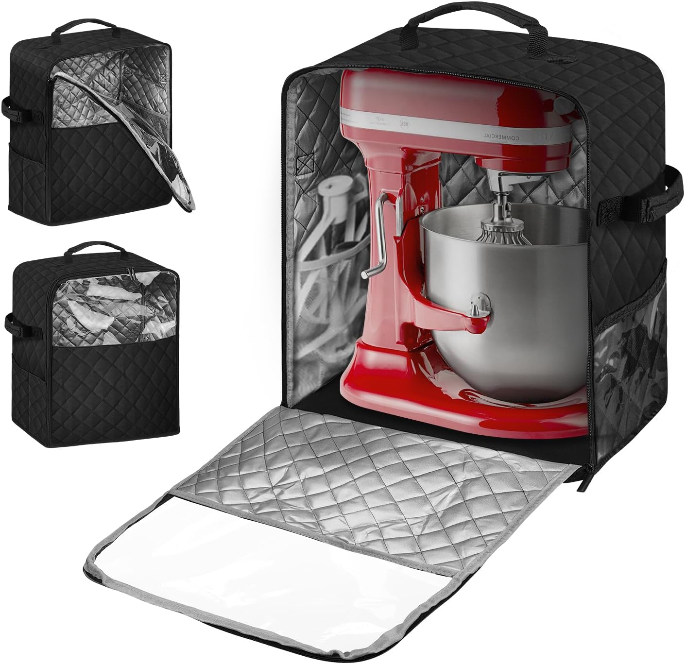 Stand Mixer Cover with Storage Pockets - Dust Proof Blender Storage Bag for 6-8 qt Mixers, Fits Most Blenders & Kitchen Appliances | Multi-Pocket Organizer with Carry Handle (Black)