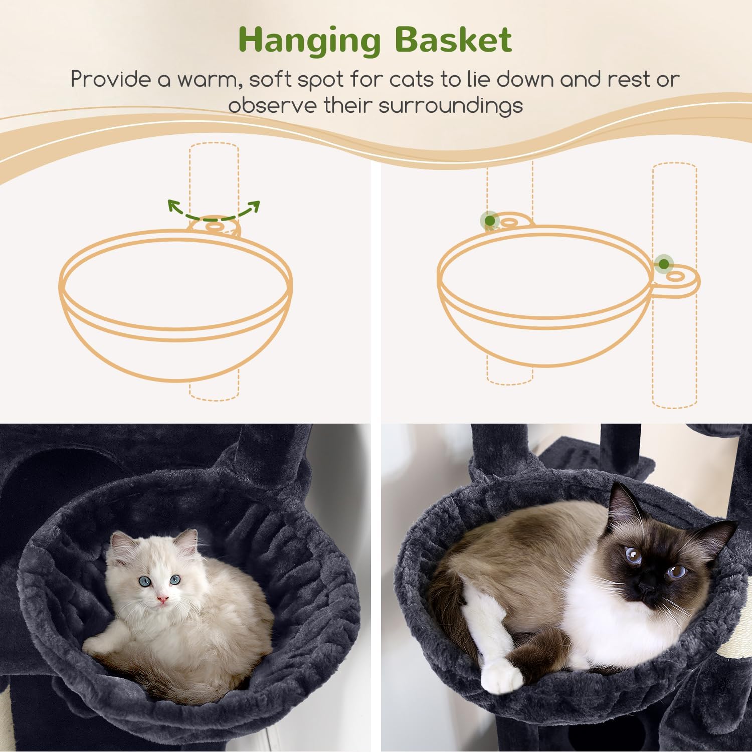 Globlazer Sturdy Cat Tree, 68-inch Large Cat Tower for Indoor Adult Cats 20 lbs Heavy Duty Cat Tree for Big Cats with Extra Large Platform, 5 Scratching Post, S68, Dark Grey