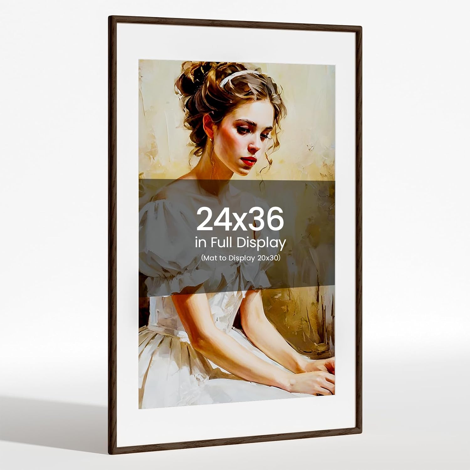 24x36 Picture Frame Natural Oak Wood From California-USA Walnut Color Finished Handcrafted 24 x 36 Poster Frame Matted to 20x30 Photo with Real Tempered Glass,for Photo,Certificate,Degree,Graduation