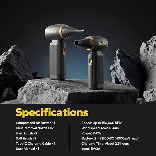 Miniatura 7 de Compresor de aire, plumero de aire eléctrico, compresor de aire inalámbrico y eliminador de polvo, alternativa de soplador de hojas sin escobillas