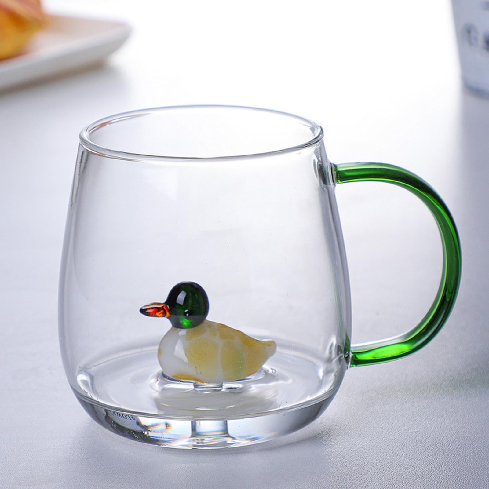 Duqulle Animal Coffee Cup Cute Duck Inside,380ML Clear Glass Coffee Cup with Handle,Novelty Animal Cups,Heat Resistant Cute Mugs Tea Cup Milk Cup Best Gift for Birthday Christmas