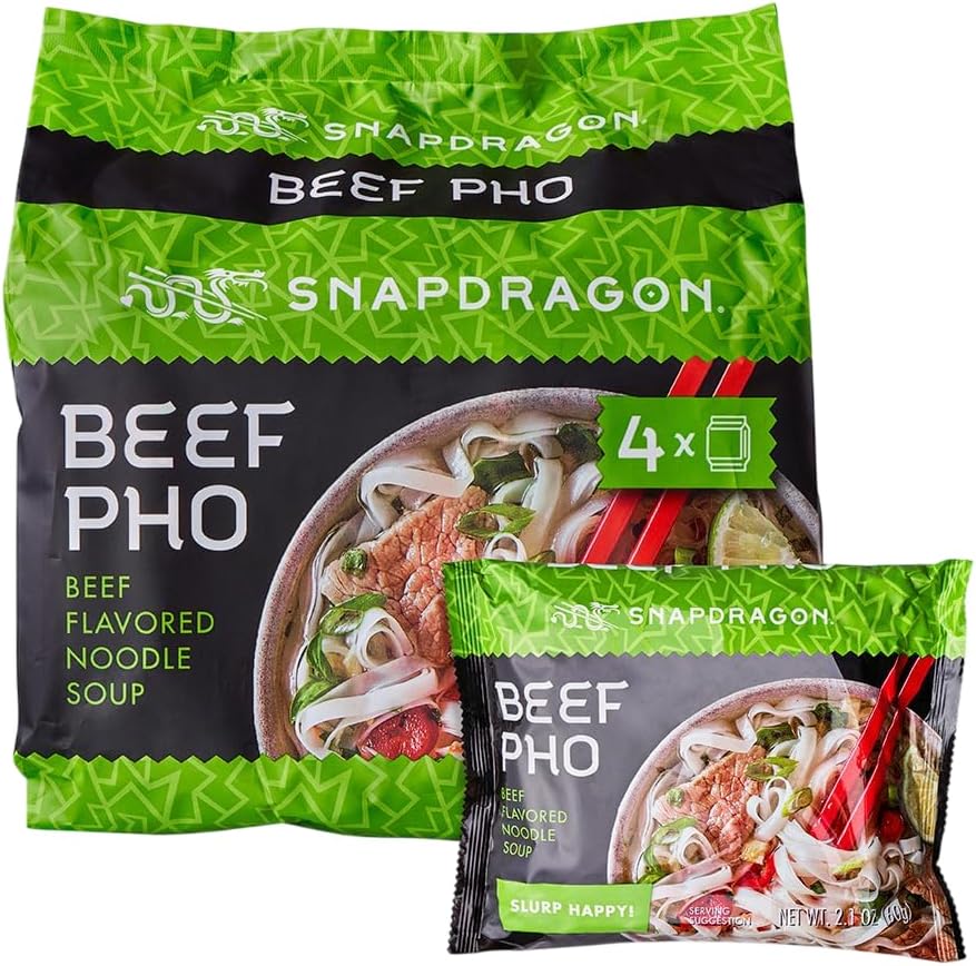 Snapdragon Beef Pho Instant Noodle Packets 4-Pack | 2.1 oz (4 Pack)