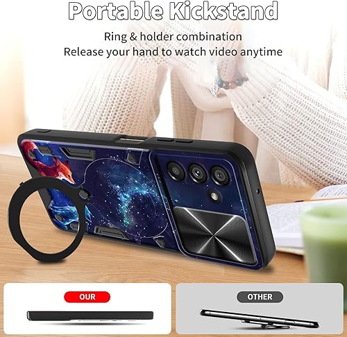 Vista 434 de Funda protectora híbrida para Samsung Galaxy A53 5G de 6.5 pulgadas y anillo giratorio de 360 grados, función atril, híbrida, de doble capa