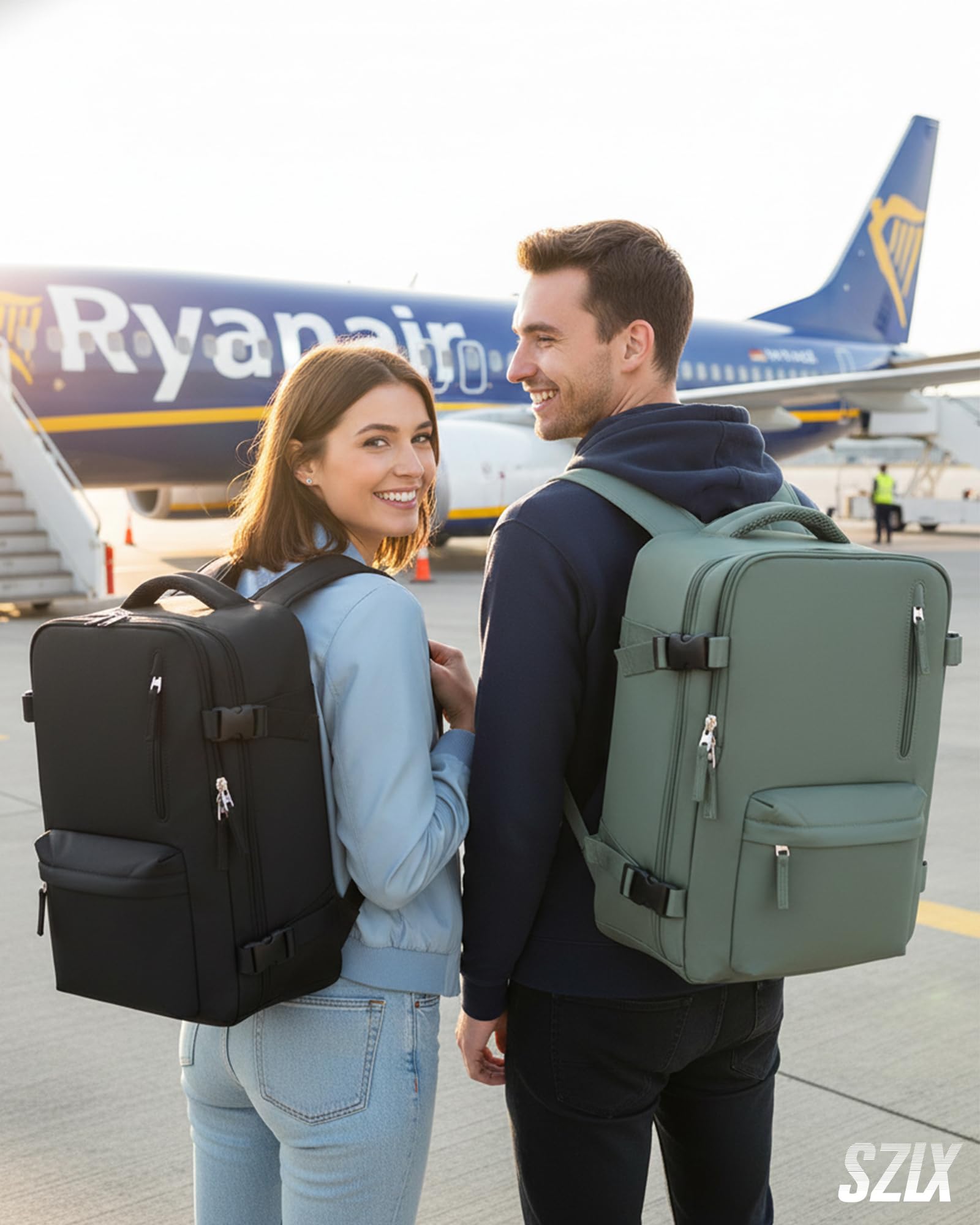 SZLX Zaino A Vuoto Bagaglio A Mano Donna, Zaino Airbag Con Sistema Di Vuoto Per Viaggi, Ryanair Viaggio Ruscksack Dimensione Cabina Con Pompa Impermeabile Uomo Valigia A Vuoto