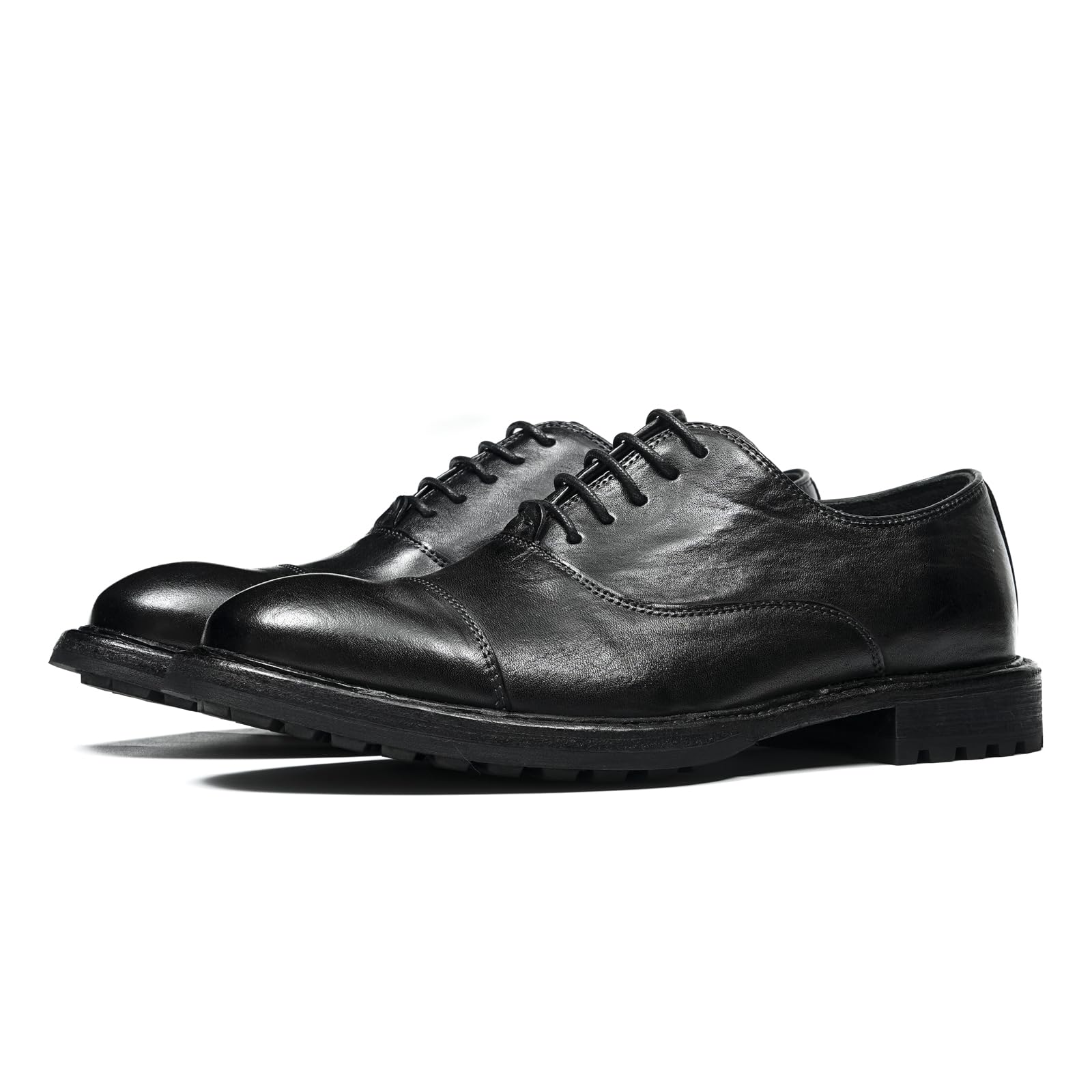 Oxfords Casuales Negocios en Cuero Genuino para Hombre Zapatos de Vestir Formales con Cordones Suaves Cómodos