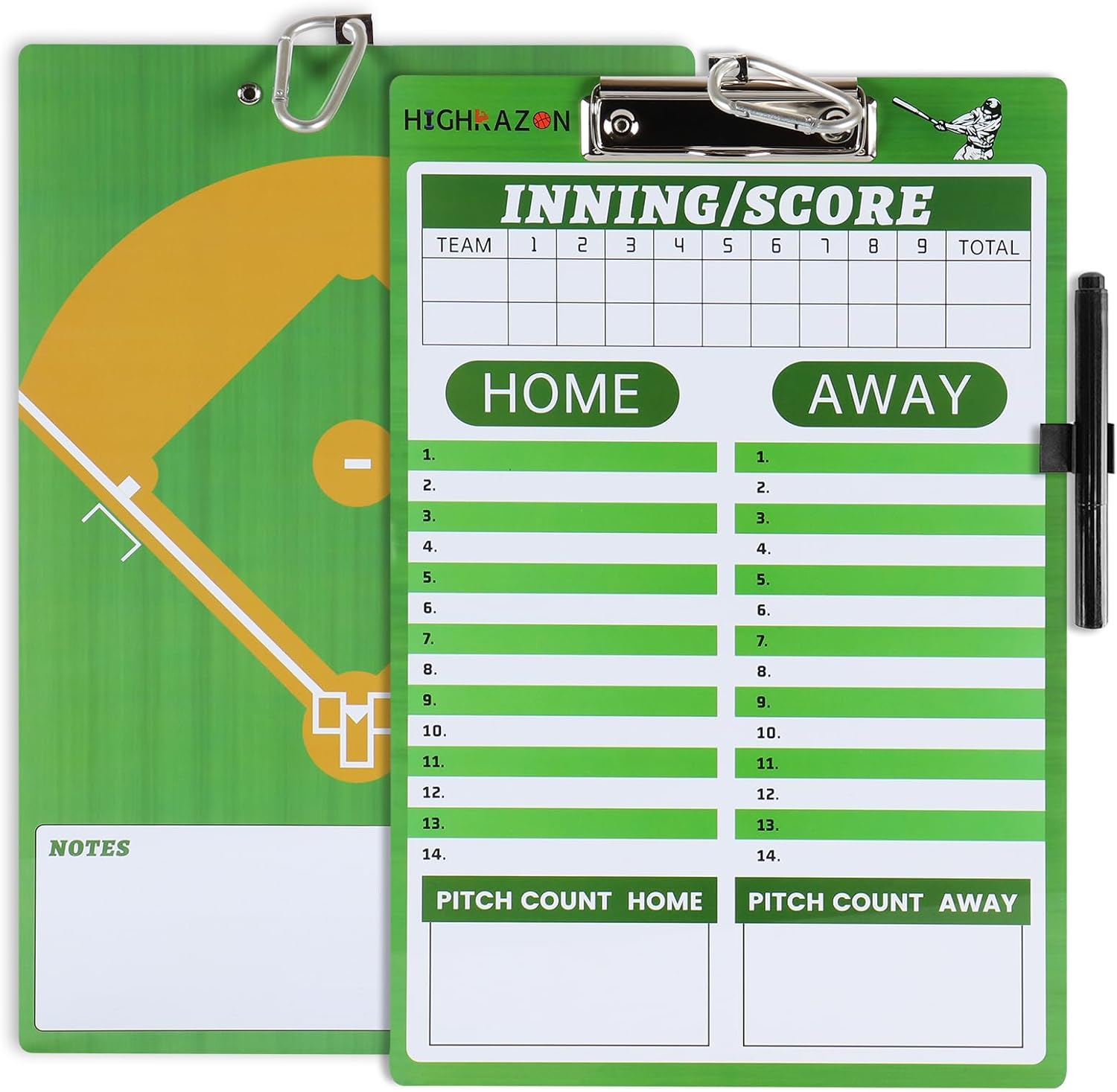 Baseball coach clipboard, double-sided dry erase board