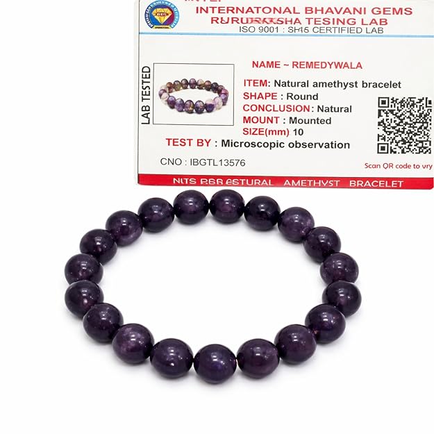 REMEDYWALA Certified Natural Crystal Stone Bracelet for Women & Men Original Authentic Elastic Beaded Healing Gemstone Bracelet for Energy, Balance, Money & Positive Vibes